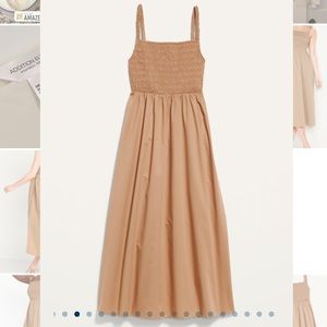 Old Navy Fit & Flare Sleeveless Cotton-Poplin Smocked-Bodice Midi Dress